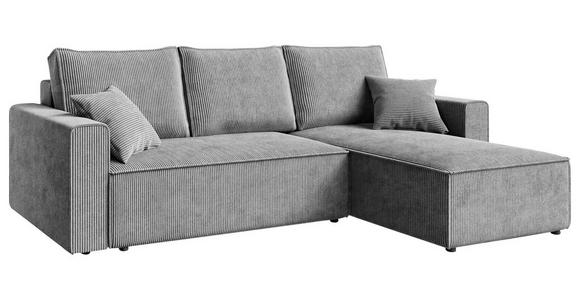 ECKSOFA Grau Cord  - Schwarz/Grau, KONVENTIONELL, Kunststoff/Textil (241/138cm) - Carryhome