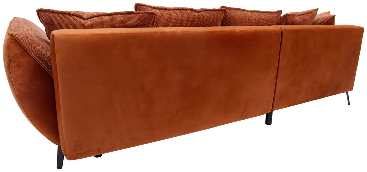 ECKSOFA MIDWAY Rostfarben Struktur  - Rostfarben/Schwarz, Design, Textil/Metall (187/282cm) - Livetastic