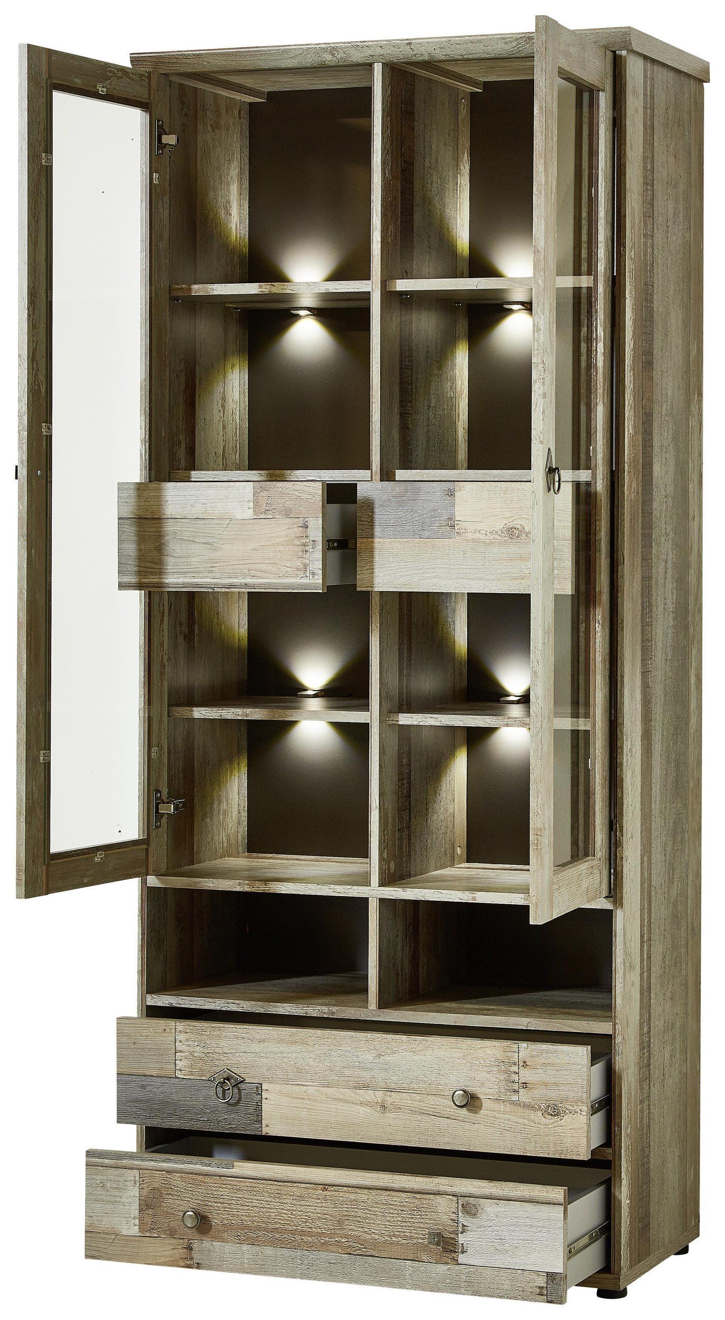 VITRINE in Braun - Anthrazit/Schwarz, Basics, Holzwerkstoff/Metall (83/188/39cm) - Livetastic
