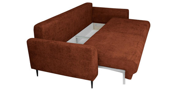 SCHLAFSOFA  mit Liegefunktion, Schlafen auf Sitzhöhe, Rücken echt Chenille Terracotta  - Terracotta/Schwarz, KONVENTIONELL, Textil/Metall (235/90/104cm) - Carryhome