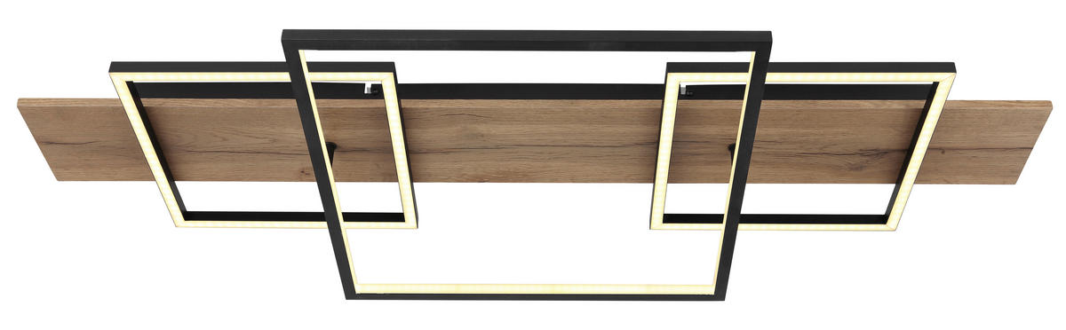 LED-DECKENLEUCHTE VANNI 95/40/10 cm   - Dunkelbraun/Schwarz, Natur, Holzwerkstoff/Kunststoff (95/40/10cm) - Globo