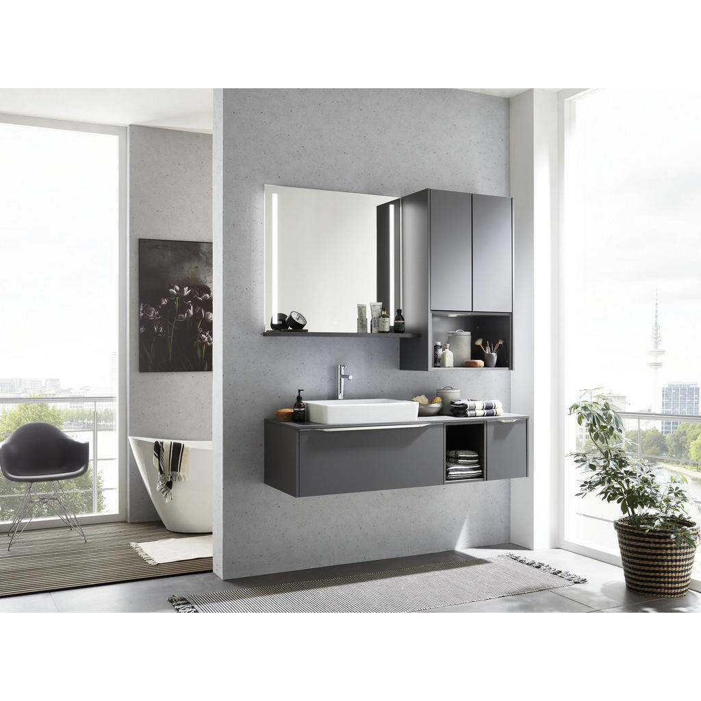 Thumbnail - Celina Home Badezimmer, Grau, Schiefer, Glas, Holzwerkstoff, 1 Schubladen, 152.3 cm, Blauer Engel, Pefc, Goldenes M, Mad...