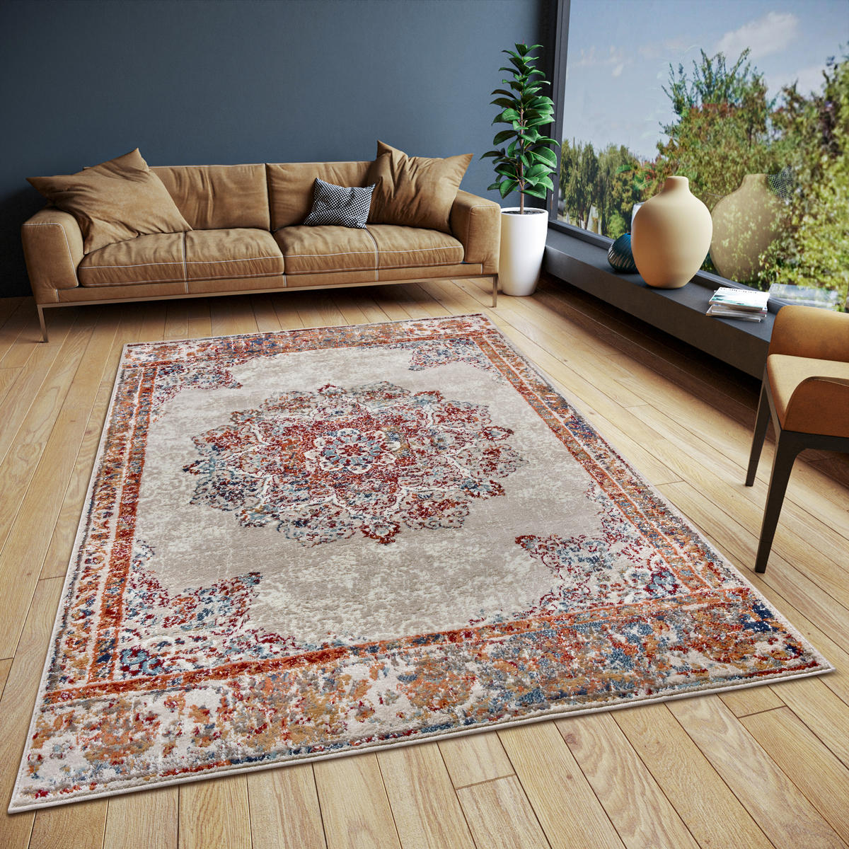 FLACHWEBETEPPICH 140/200 cm Luxor Creme, Multicolor  - Multicolor/Creme, Design, Kunststoff/Textil (140/200cm)