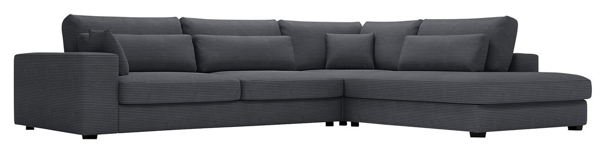 ECKSOFA in Cord Graphitfarben  - Schwarz/Graphitfarben, Konventionell, Kunststoff/Textil (314/250cm) - Carryhome