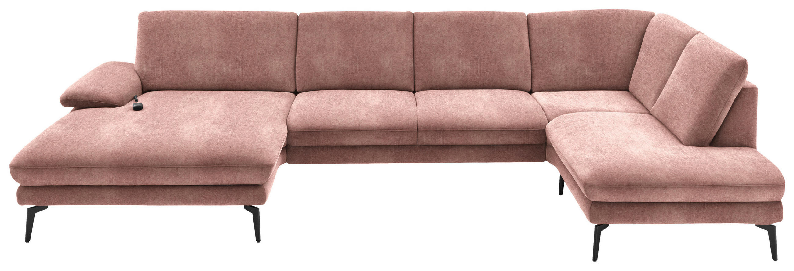 WOHNLANDSCHAFT in Velours Flieder  - Flieder/Schwarz, Design, Textil/Metall (180/344/208cm) - Dieter Knoll