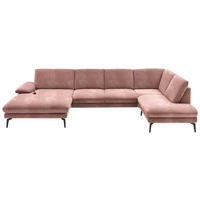 WOHNLANDSCHAFT in Velours Flieder  - Flieder/Schwarz, Design, Textil/Metall (180/344/208cm) - Dieter Knoll