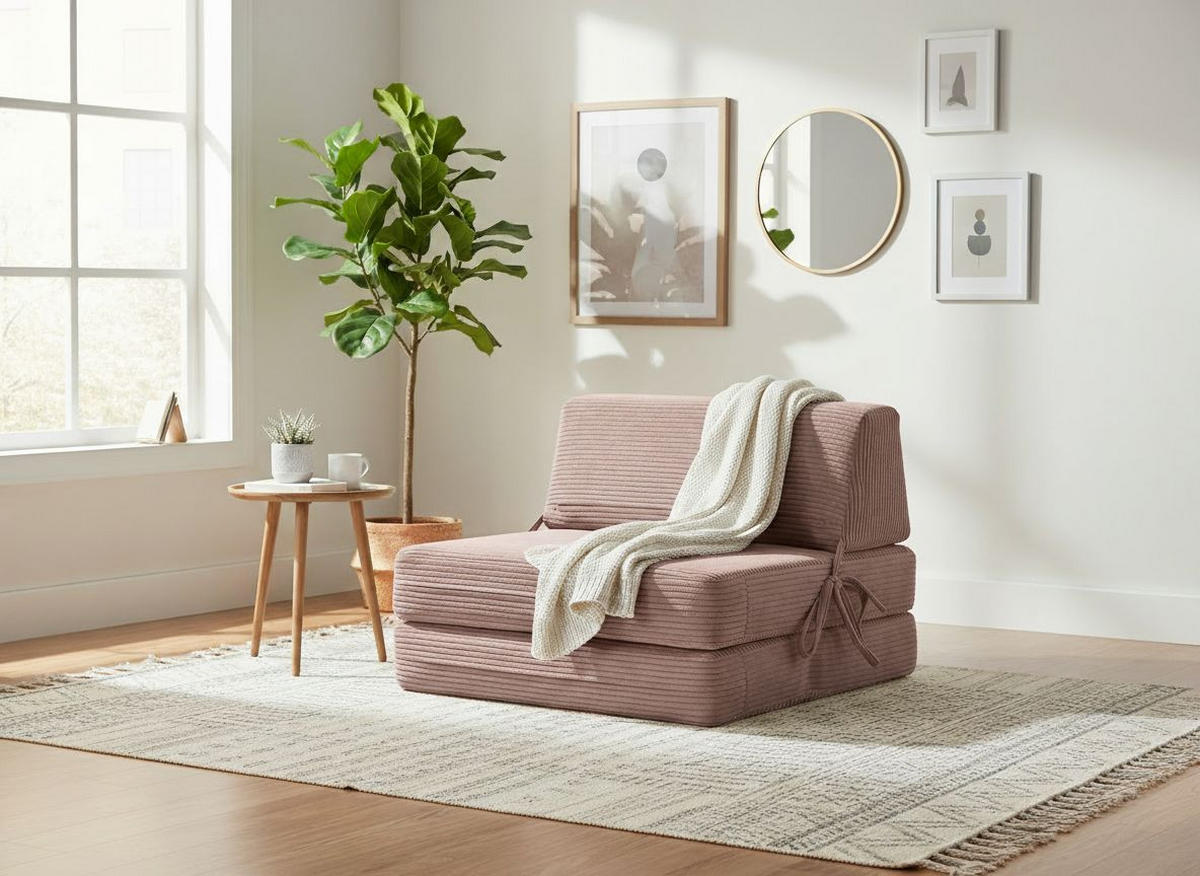 SCHLAFSESSEL in Cord Altrosa  - Altrosa, Design, Textil/Metall (65/57/81cm) - Livetastic