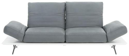 2,5-SITZER in Echtleder Grau, Weiß  - Hellgrau/Weiß, Design, Leder/Holzwerkstoff (228/97/85cm) - Ambiente