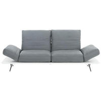 2,5-SITZER Echtleder Grau, Weiß  - Hellgrau/Weiß, Design, Leder/Metall (228/97/85cm) - Ambiente