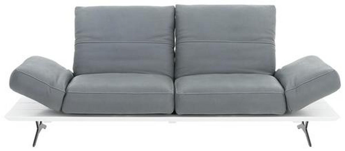 2,5-SITZER Echtleder Grau, Weiß  - Hellgrau/Weiß, Design, Leder/Metall (228/97/85cm) - Ambiente
