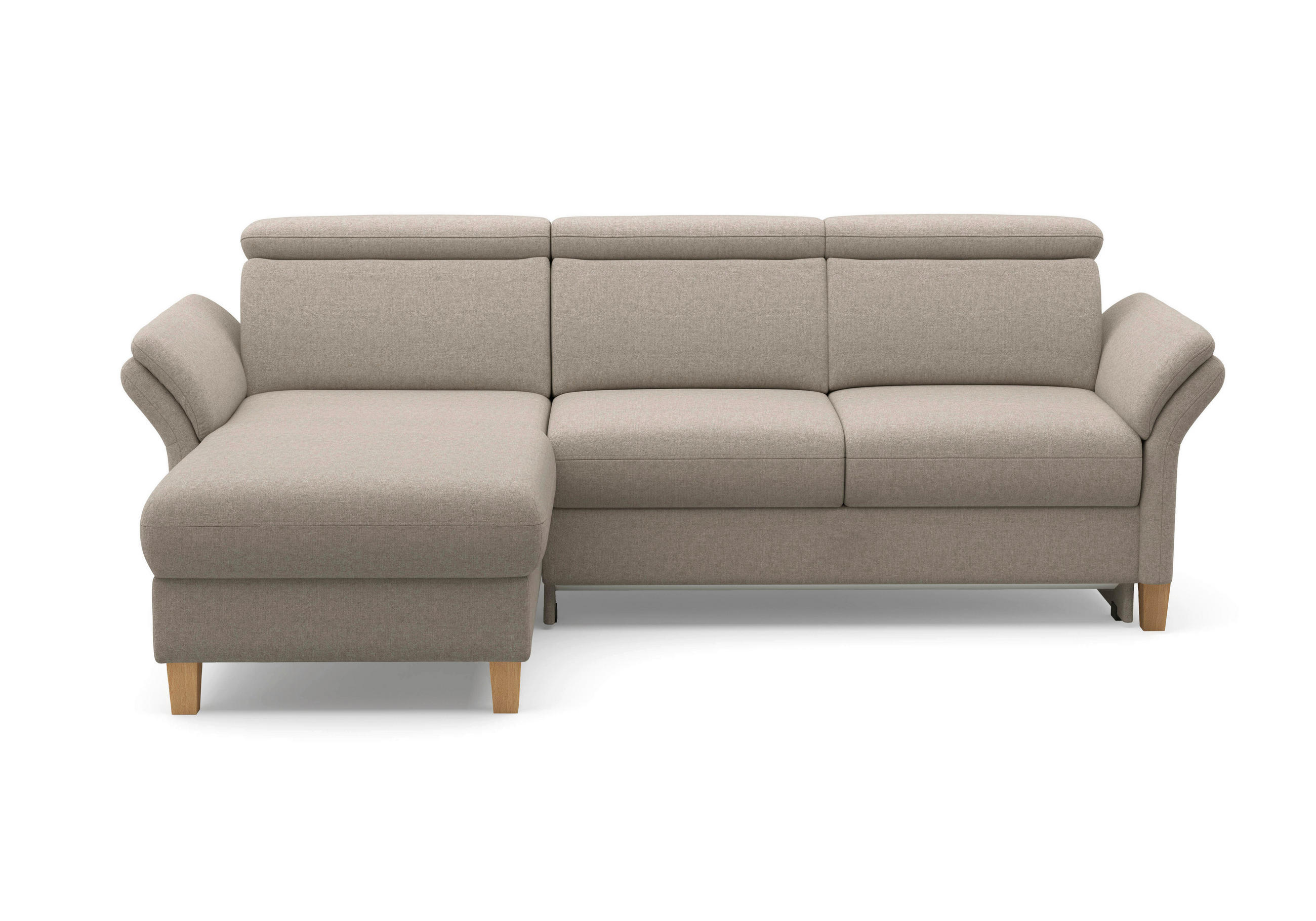 ECKSOFA in Flachgewebe Taupe  166/253 cm  - Taupe/Eichefarben, KONVENTIONELL, Holz/Textil (166/253cm) - Sit & More