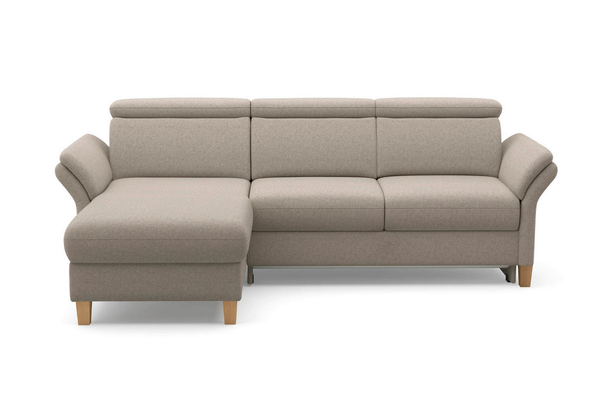 ECKSOFA in Flachgewebe Taupe  166/253 cm  - Taupe/Eichefarben, KONVENTIONELL, Holz/Textil (166/253cm) - Sit & More