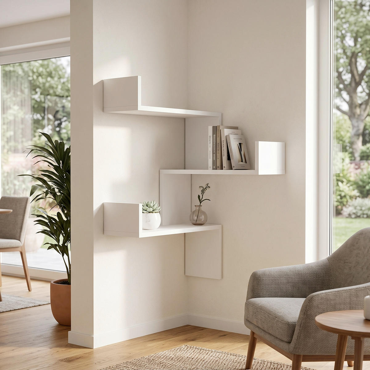 WANDREGAL 60/90/22 cm  - Weiss, Design, Holzwerkstoff (60/90/22cm) - Livetastic