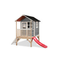 SPIELHAUS  - Rot/Grau, KONVENTIONELL, Holz (269/190/215cm) - EXIT Toys