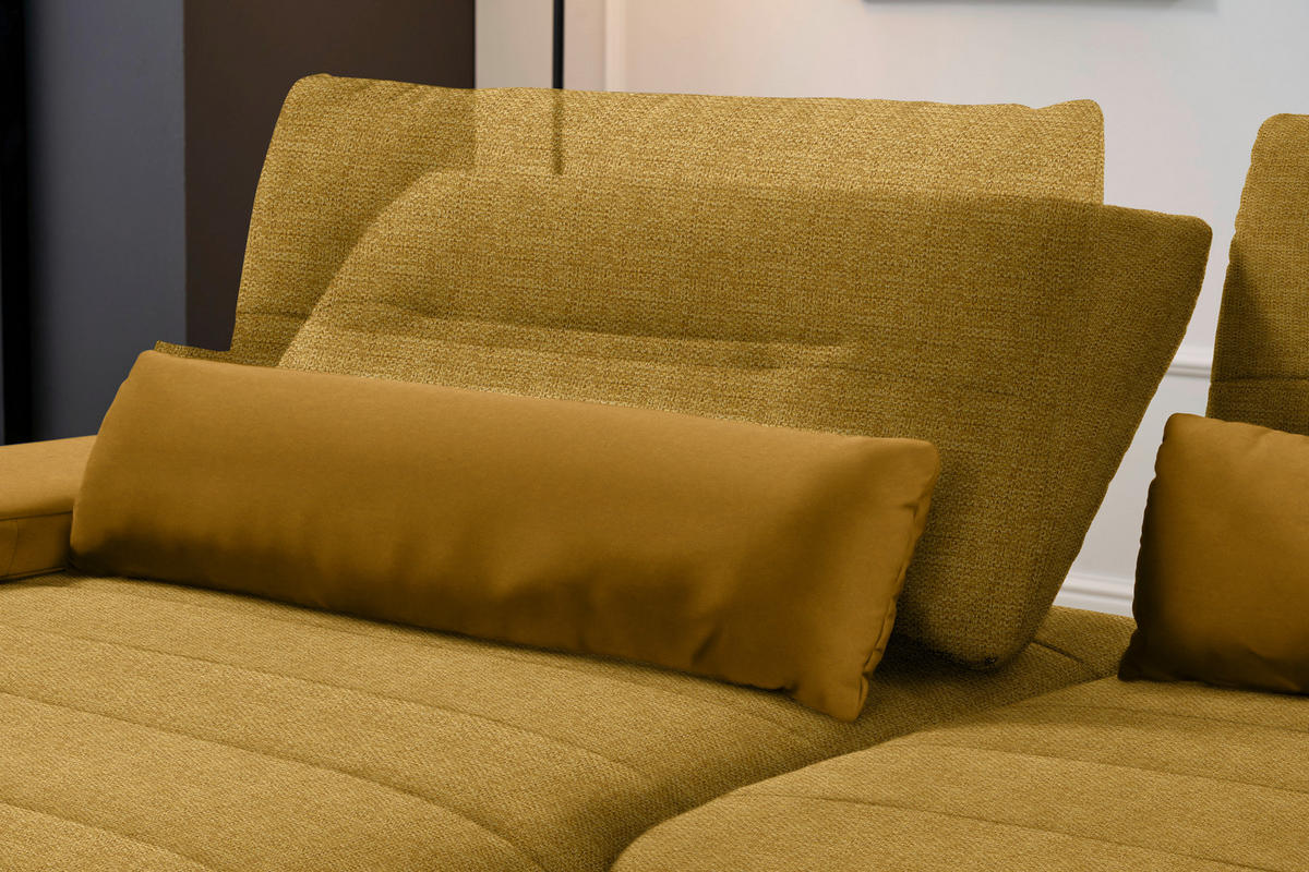 ECKSOFA in Webstoff Currygelb  - Currygelb/Schwarz, Konventionell, Textil/Metall (191/273cm) - Carryhome