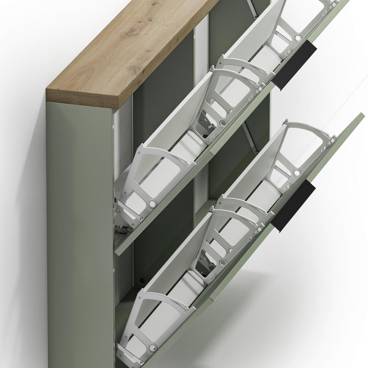 SCHUHKIPPER Grün, Eichefarben  - Eichefarben/Schwarz, Design, Holzwerkstoff/Metall (140/82/19cm) - Xora
