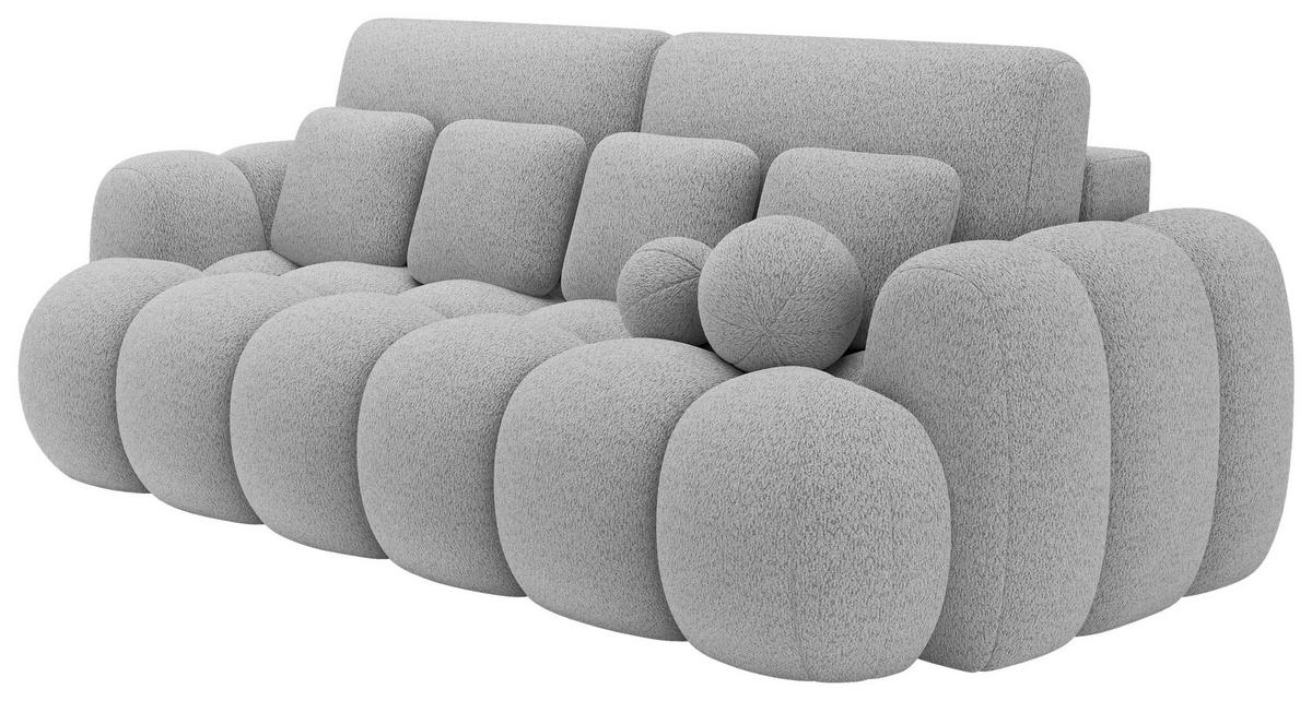 SCHLAFSOFA Bouclé Grau  - Schwarz/Grau, Design, Kunststoff/Textil (256/105/119cm) - MID.YOU