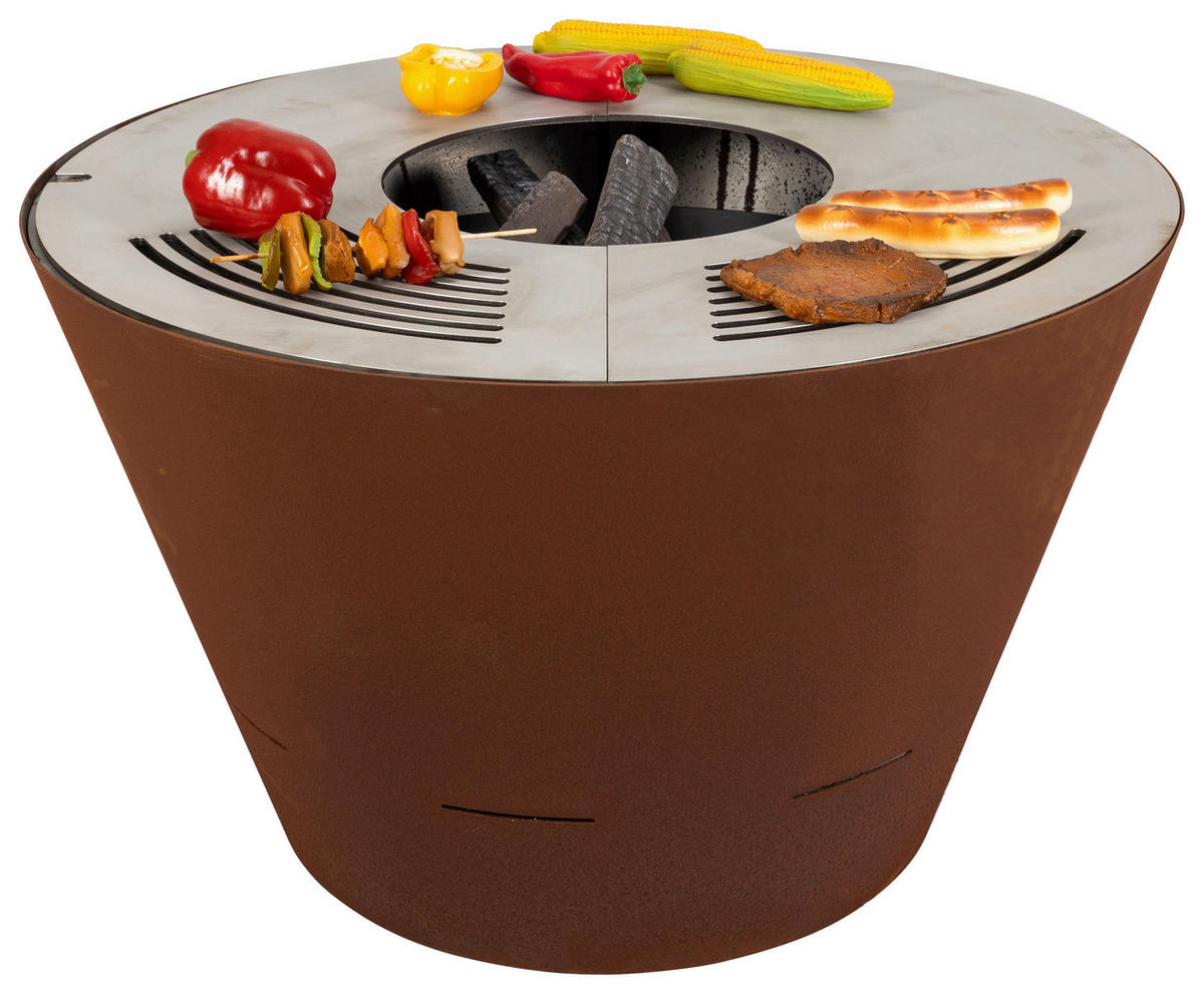 FEUERSCHALE  - Edelstahlfarben/Rostfarben, Design, Metall (80/80/48cm) - Nouvel