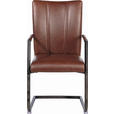 ARMLEHNSTUHL  in Stahl Lederlook  - Schwarz/Braun, Trend, Textil/Metall (59/96/52cm) - Ambia Home