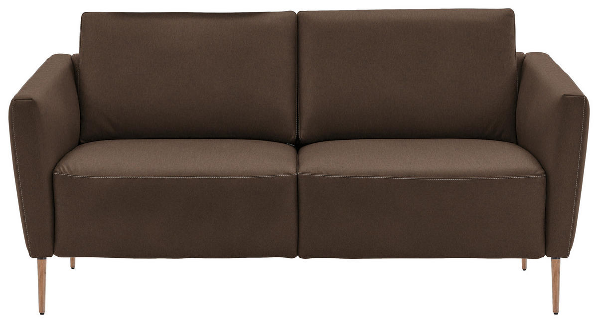 2-SITZER-SOFA  in Echtleder Braun   - Eichefarben/Beige, Natur, Leder/Holz (182/86/87cm) - Valnatura