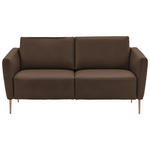 2-SITZER-SOFA  in Echtleder Braun   - Eichefarben/Beige, Natur, Leder/Holz (182/86/87cm) - Valnatura