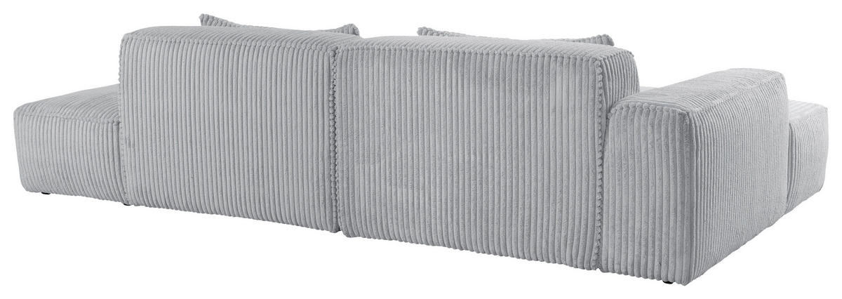 ECKSOFA BILLUND in Cord Hellgrau  294/165 cm  - Hellgrau/Schwarz, KONVENTIONELL, Holzwerkstoff/Kunststoff (294/165cm) - Livetastic