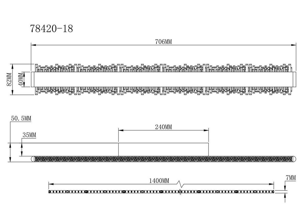 LED-WANDLEUCHTE 70,5/8/4 cm   - Klar/Schwarz, Design, Kunststoff/Metall (70,5/8/4cm) - Globo