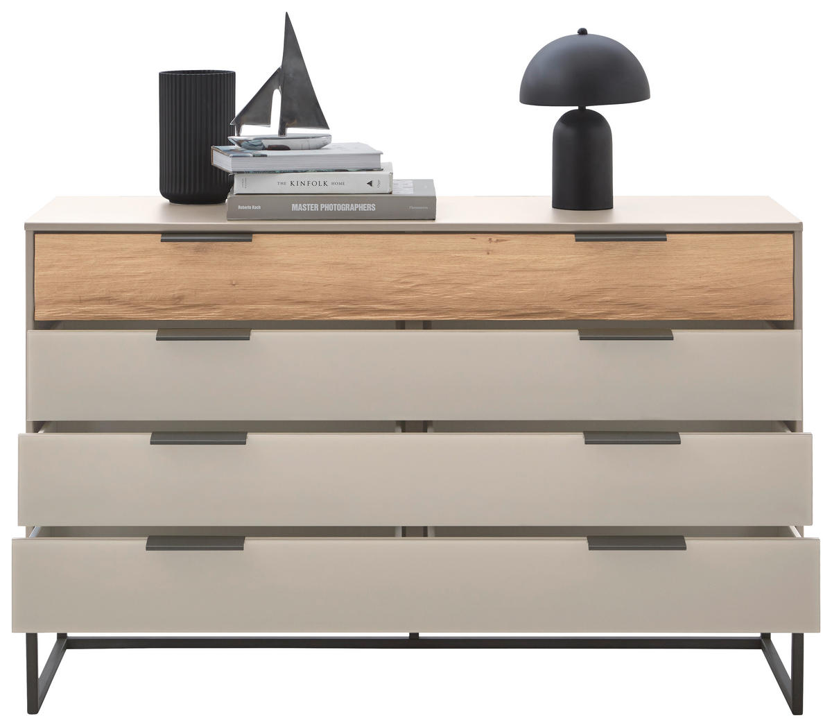 SIDEBOARD 141/89/43 cm  in Eichefarben, Champagner  - Schieferfarben/Champagner, Design, Glas/Holzwerkstoff (141/89/43cm) - Dieter Knoll
