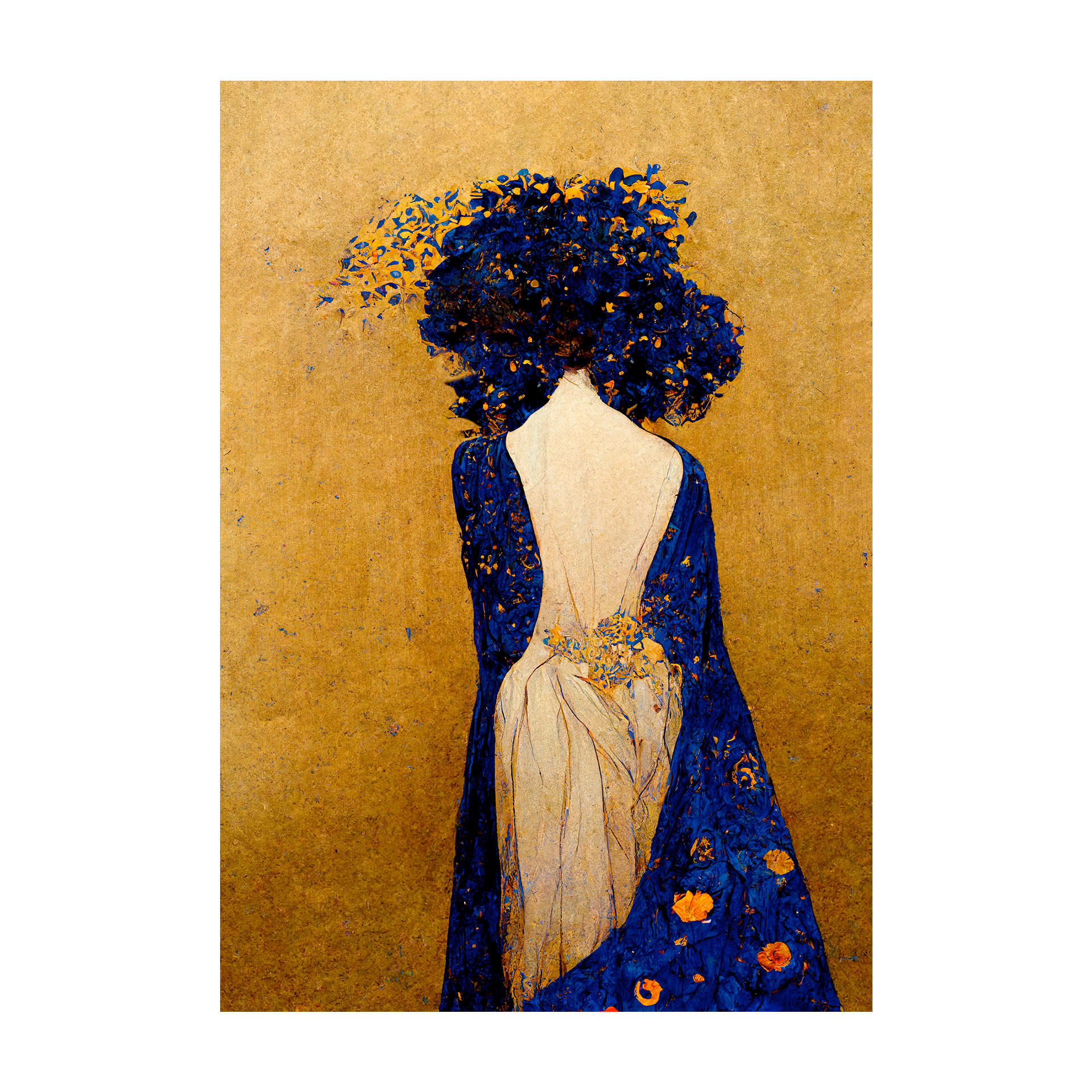 XXXLutz Leinwandbild Gold, Dunkelblau, Beige 70x100 cm