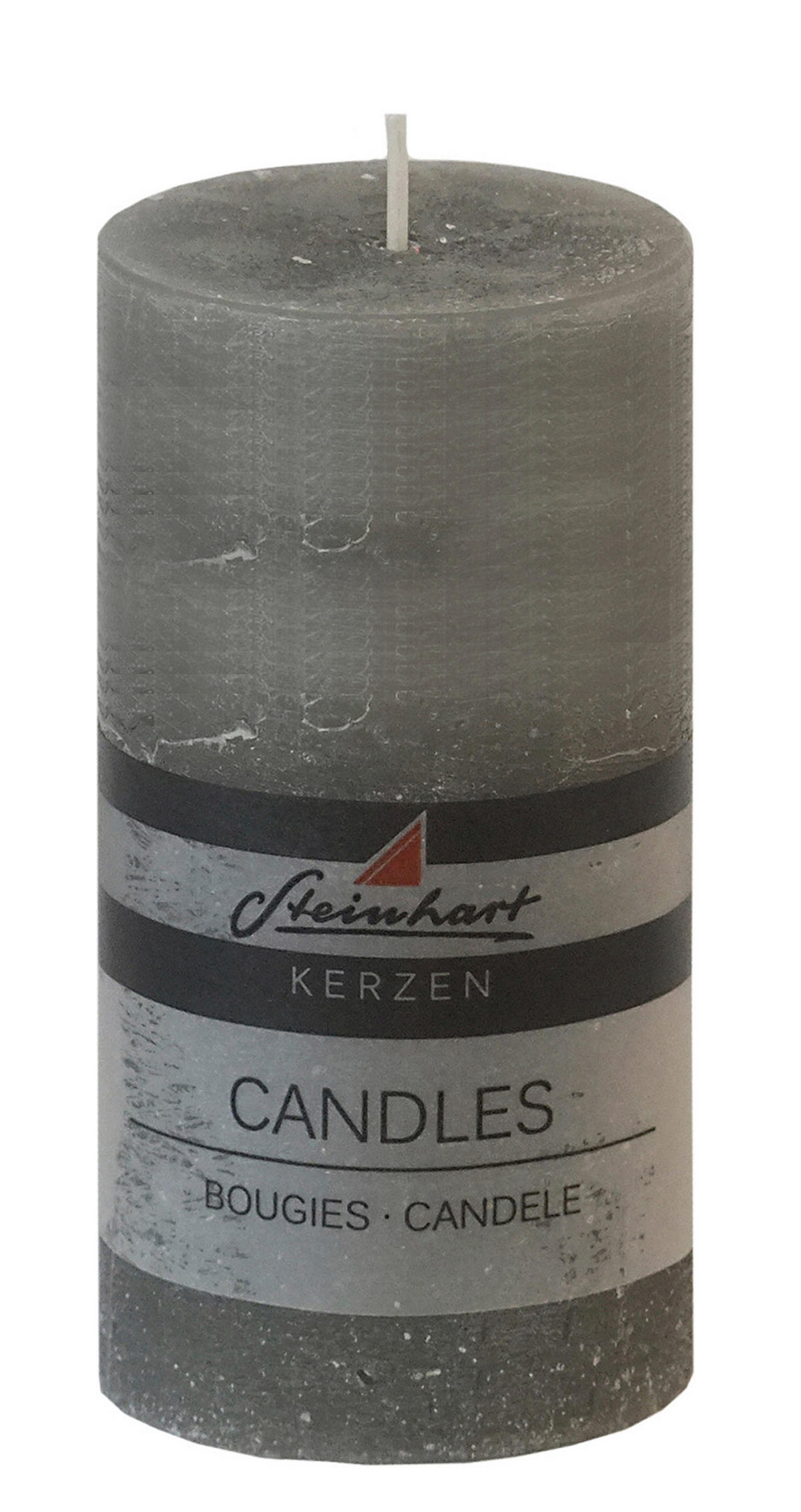 STUMPENKERZE  - Grau, Basics (7,8/15cm) - Steinhart