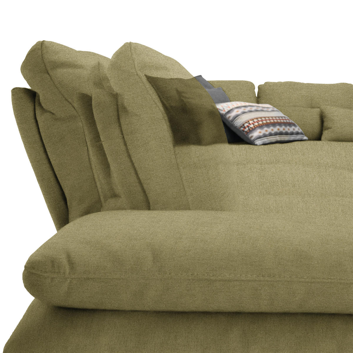 ECKSOFA in Flachgewebe Olivgrün  - Schwarz/Olivgrün, Design, Textil/Metall (344/271cm) - Chilliano