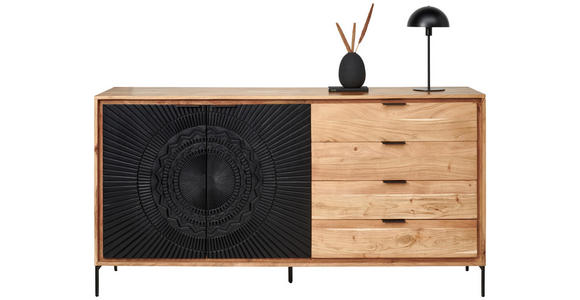 SIDEBOARD 175/90/40 cm - Schwarz/Akaziefarben, Design, Holz/Metall (175/90/40cm) - Ambia Home