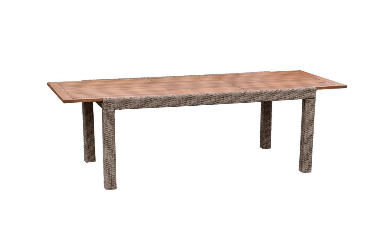 GARTENTISCHGRUPPE Akazie Hartholz Stahl  - Beige/Beigebraun, KONVENTIONELL, Holz/Kunststoff - Gardenson