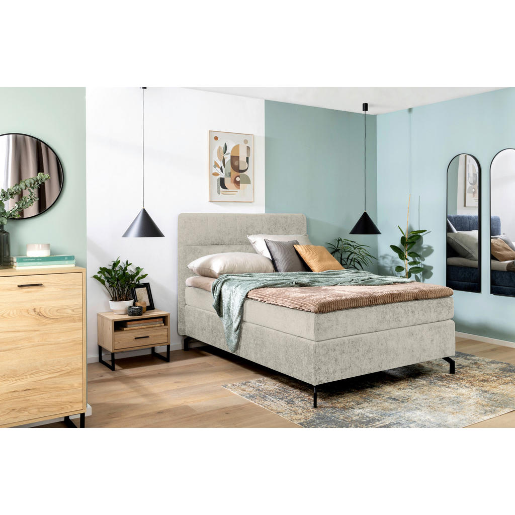 Thumbnail - Esposa Boxspringbett, Beige, Textil, H4, Höhe ca. 17 cm, 140x200 cm, Stoffauswahl, Topper durchgehend, Matratze in versc...