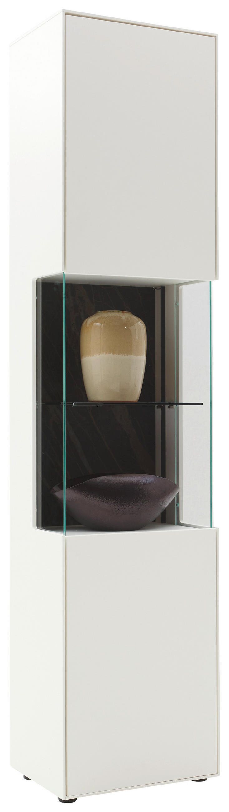 VITRINE Weiß  46,9/205,5/37,1 cm  - Schwarz/Weiß, Design, Glas/Keramik (46,9/205,5/37,1cm) - Dieter Knoll