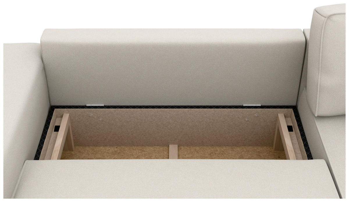 ECKSOFA in Struktur Sandfarben  - Sandfarben/Schwarz, Modern, Kunststoff/Textil (265/164cm) - Trendmanufaktur