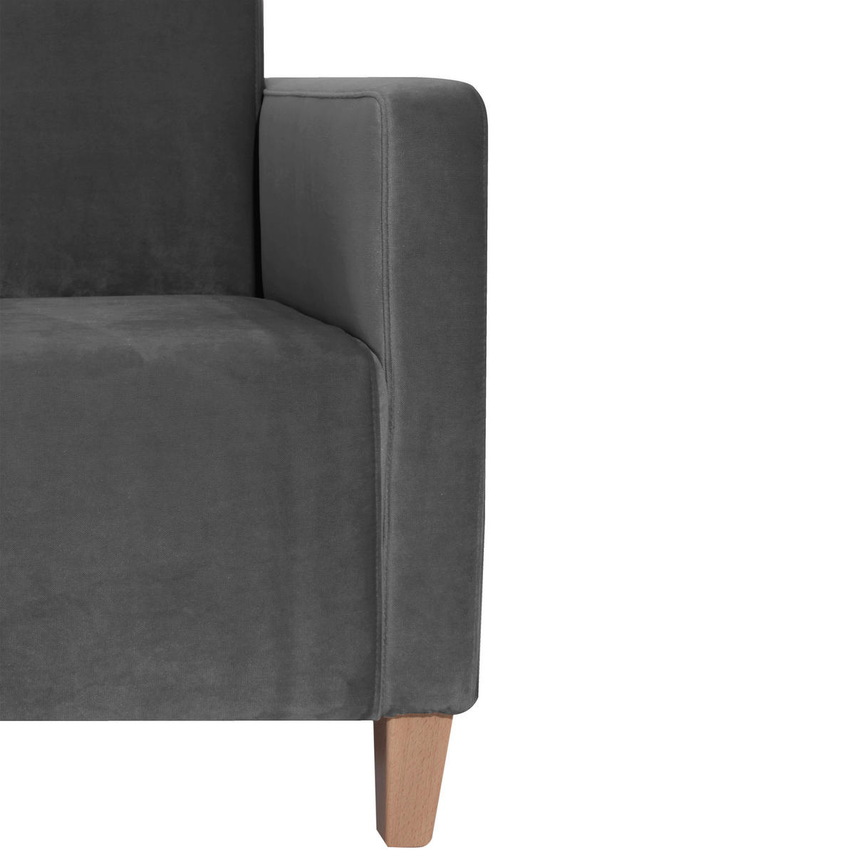 SESSEL in Samt, Velours Anthrazit  - Anthrazit/Naturfarben, Design, Holz/Textil (71/81/70cm) - Max Winzer