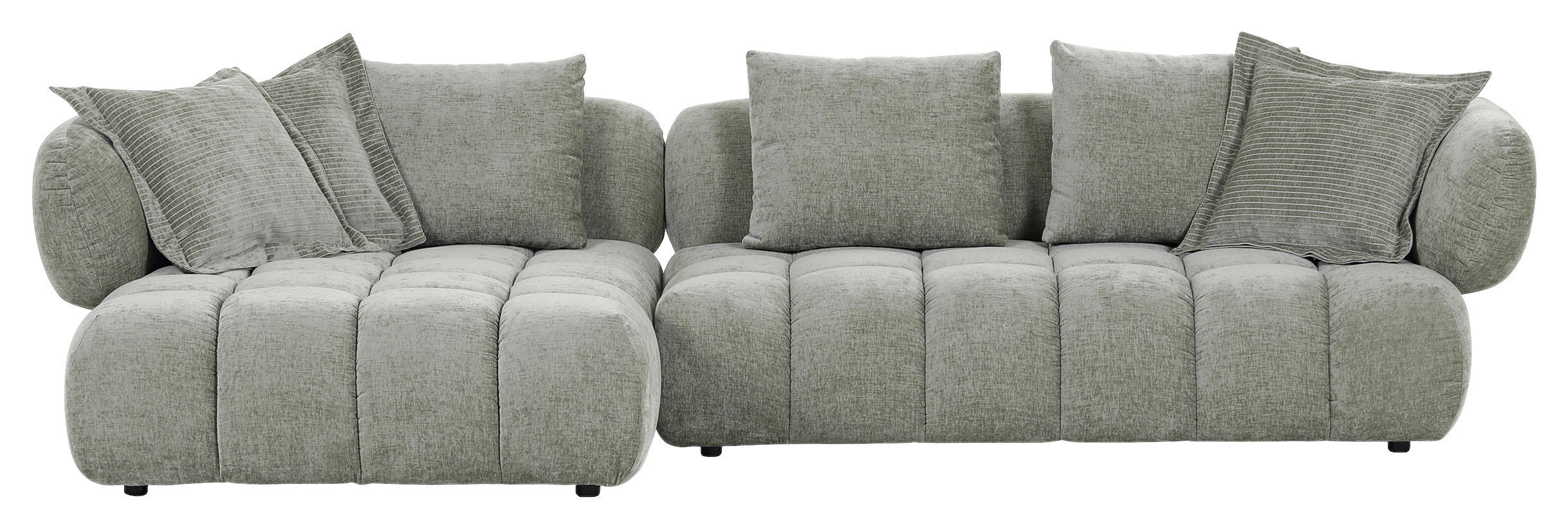 ECKSOFA in Flachgewebe Olivgrün  - Schwarz/Olivgrün, Konventionell, Kunststoff/Textil (156/318cm) - Carryhome