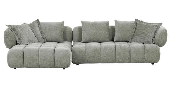 ECKSOFA Olivgrün Flachgewebe  - Schwarz/Olivgrün, KONVENTIONELL, Kunststoff/Textil (156/318cm) - Carryhome