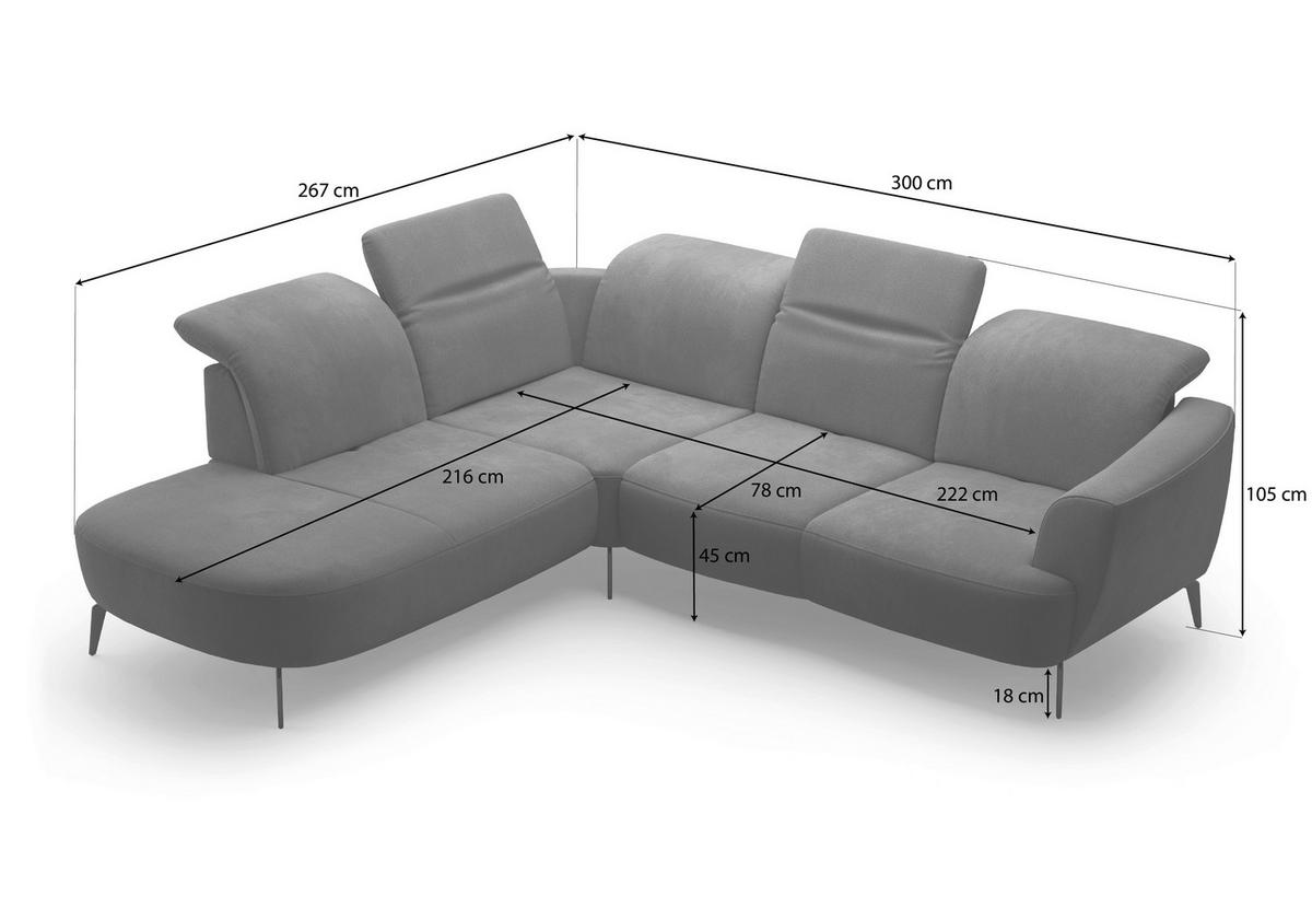 ECKSOFA in Flachgewebe Creme  267/300 cm  - Creme/Schwarz, KONVENTIONELL, Textil/Metall (267/300cm) - Sit & More