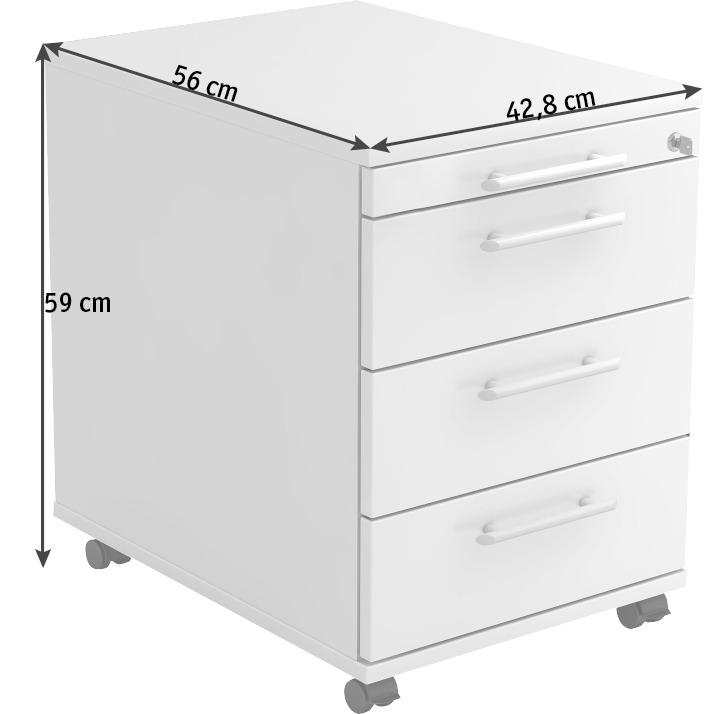 ROLLCONTAINER 42,8/59/56 cm  - Buchefarben/Alufarben, KONVENTIONELL, Holzwerkstoff/Kunststoff (42,8/59/56cm) - Venda