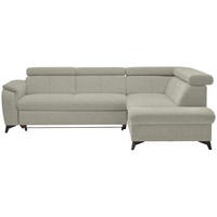 ECKSOFA in Webstoff Hellgrau  - Hellgrau/Schwarz, Design, Textil/Metall (260/203cm) - Stylife