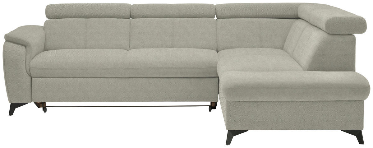 ECKSOFA in Webstoff Hellgrau  - Hellgrau/Schwarz, Design, Textil/Metall (260/203cm) - Stylife