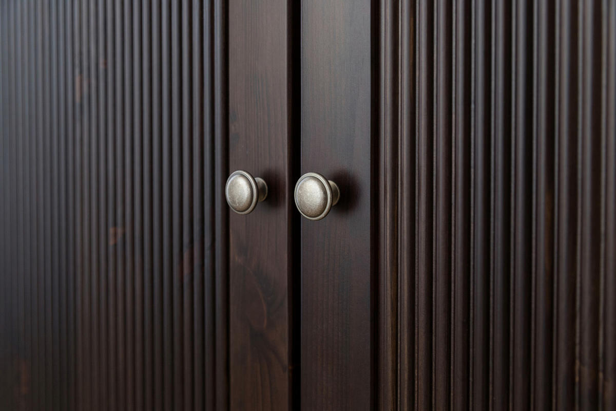 KLEIDERSCHRANK 129/147/63 cm,  in Dunkelbraun, 2 Tür(en)-türig  - Dunkelbraun/Silberfarben, KONVENTIONELL, Holz/Metall (129/147/63cm) - Linea Natura