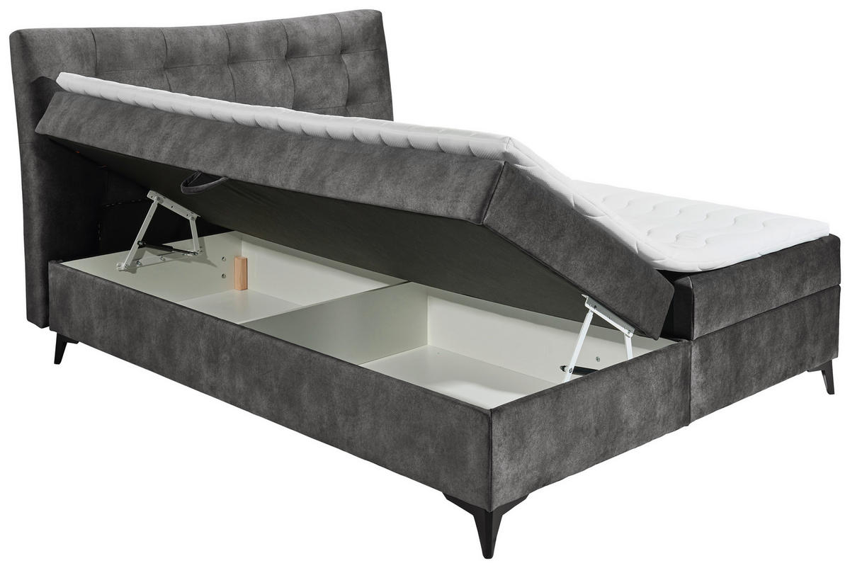 BOXBETT 180/200 cm  in Anthrazit  - Anthrazit/Schwarz, Modern, Holzwerkstoff/Kunststoff (180/200cm) - MID.YOU