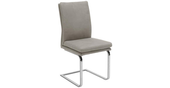 SCHWINGSTUHL in Stahl Mikrofaser - Chromfarben/Ecru, Design, Textil/Metall (47/100/64cm) - Novel
