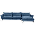 ECKSOFA in Webstoff Blau  - Blau/Schwarz, Design, Textil/Metall (338/165cm) - Hom`in