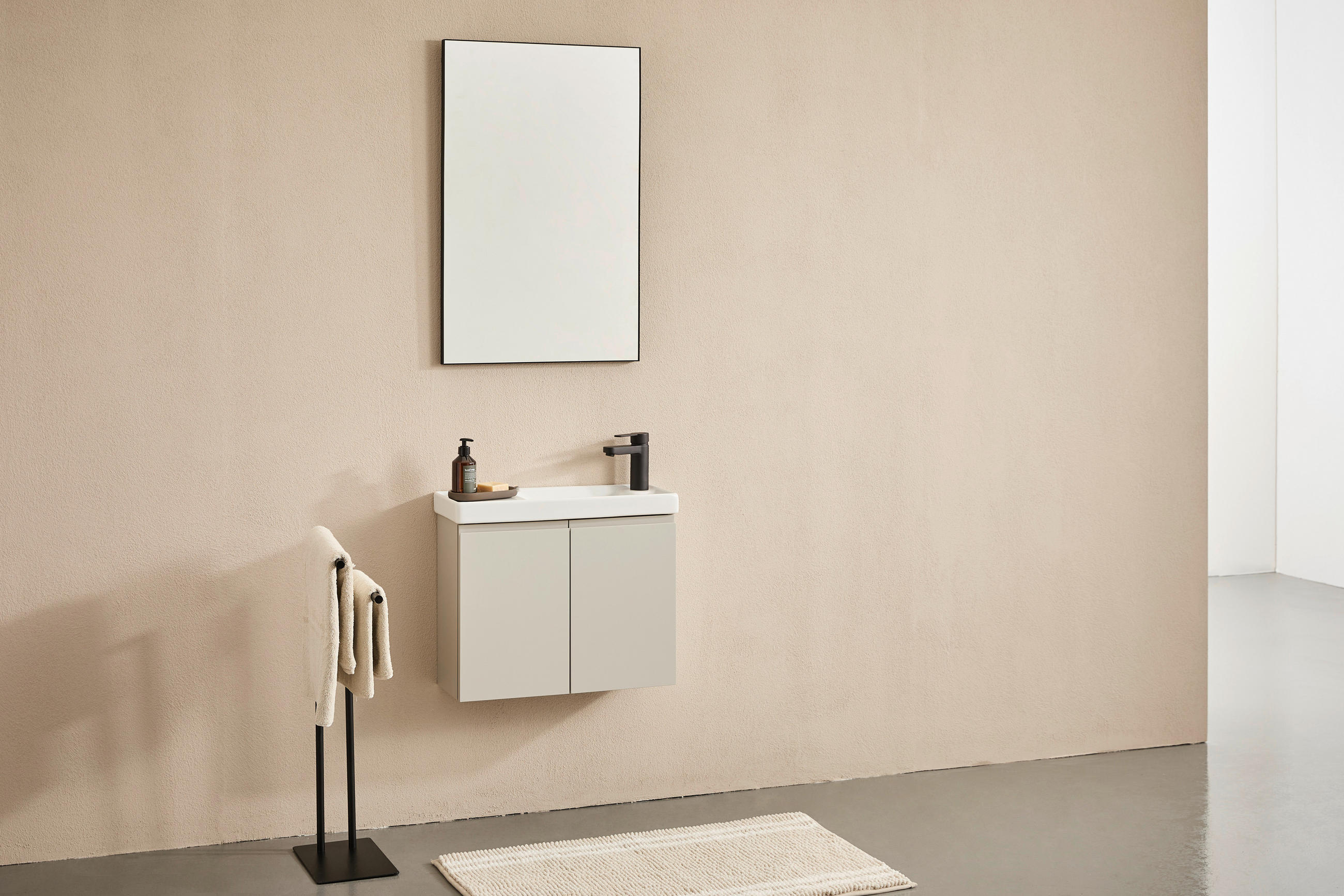 BADEZIMMER 3-teilig  in  - Kaschmir/Weiß Hochglanz, MODERN, Keramik/Holzwerkstoff (60/140/22cm) - MID.YOU