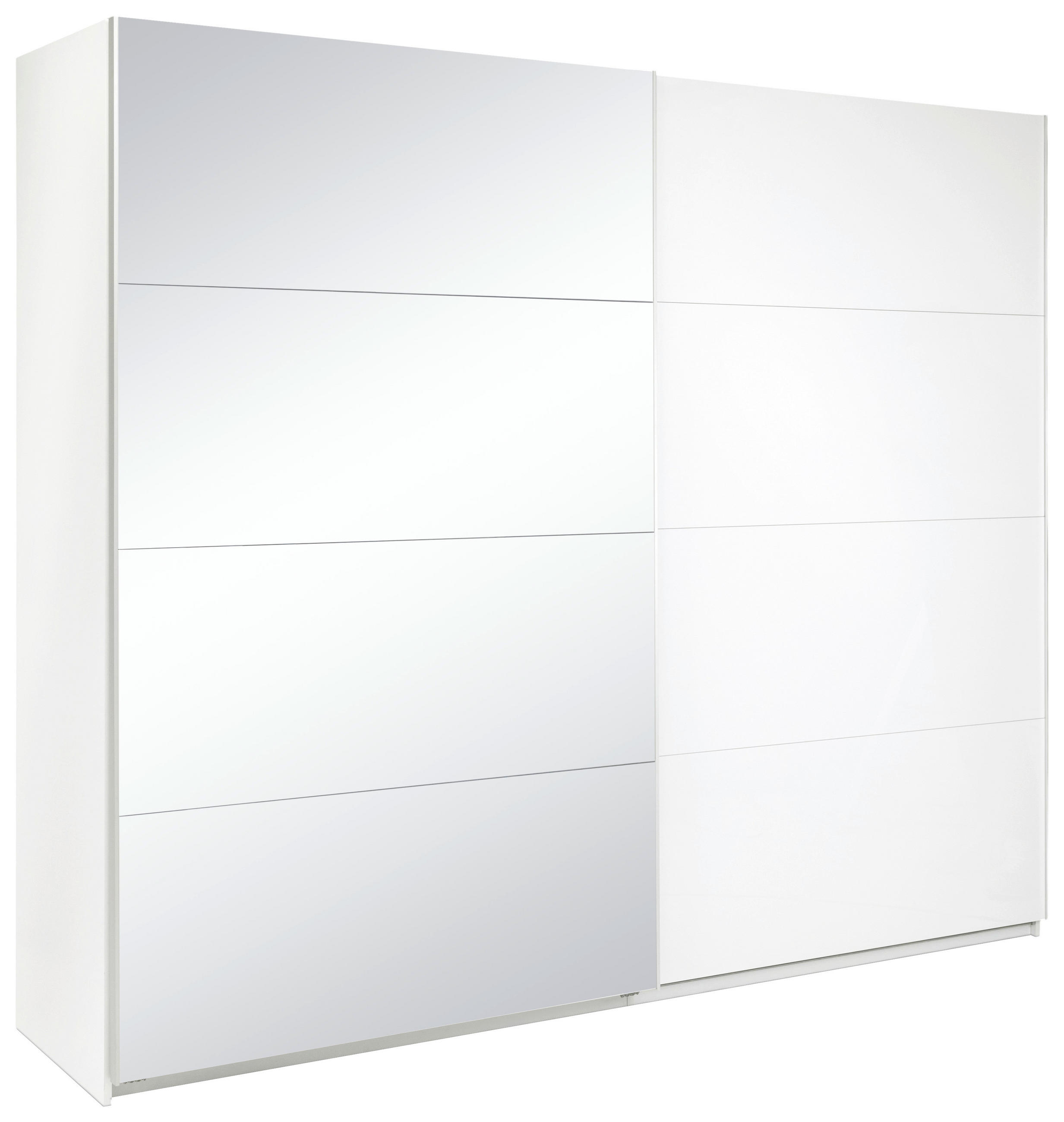 SCHIEBETÜRENSCHRANK 250/210/62 cm Weiß  - Weiß Hochglanz/Alufarben, MODERN, Holzwerkstoff/Metall (250/210/62cm) - MID.YOU