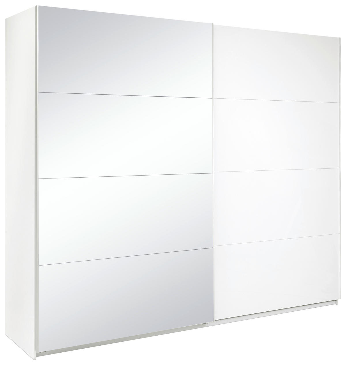 SCHIEBETÜRENSCHRANK 250/210/62 cm Weiß  - Weiß Hochglanz/Alufarben, MODERN, Holzwerkstoff/Metall (250/210/62cm) - MID.YOU